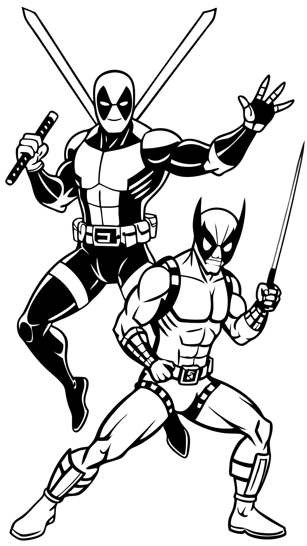 Página para colorear de Deadpool y Wolverine